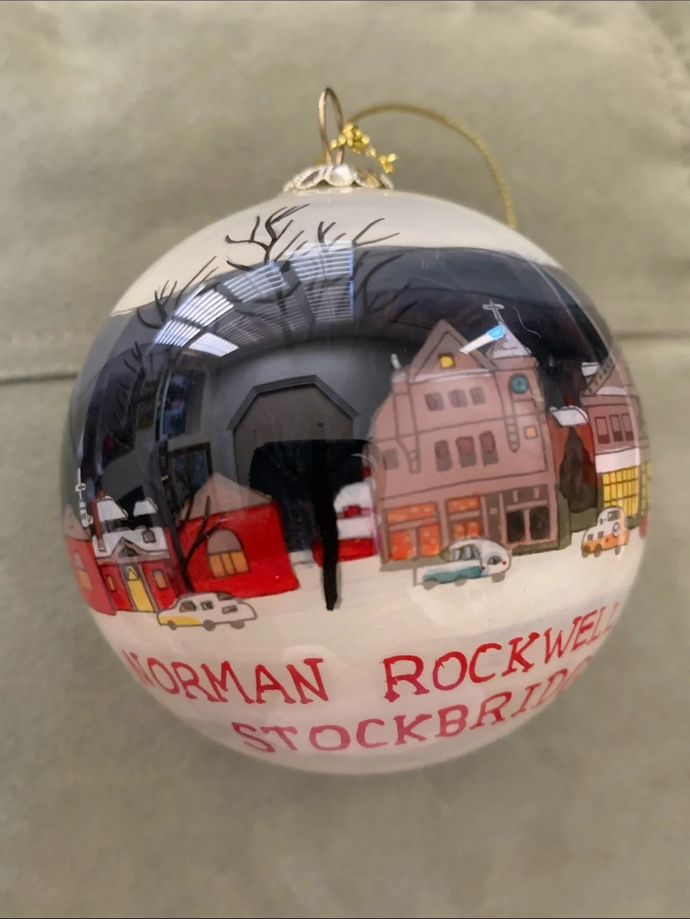 Norman Rockwell Holiday Ornament - White, Red, Yellow, Black